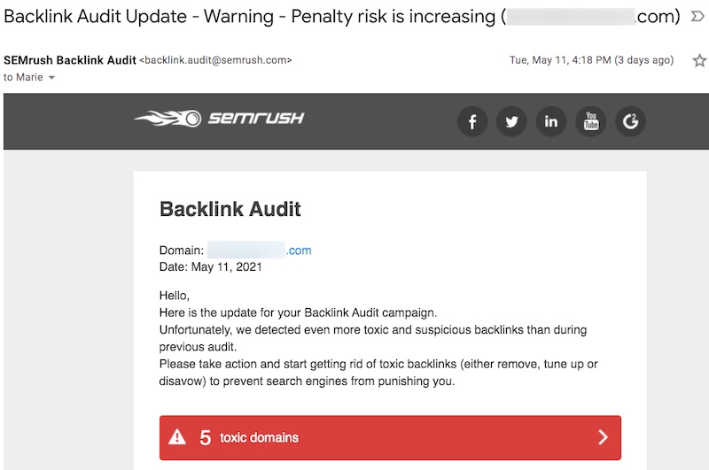 SEMrush backlink audit